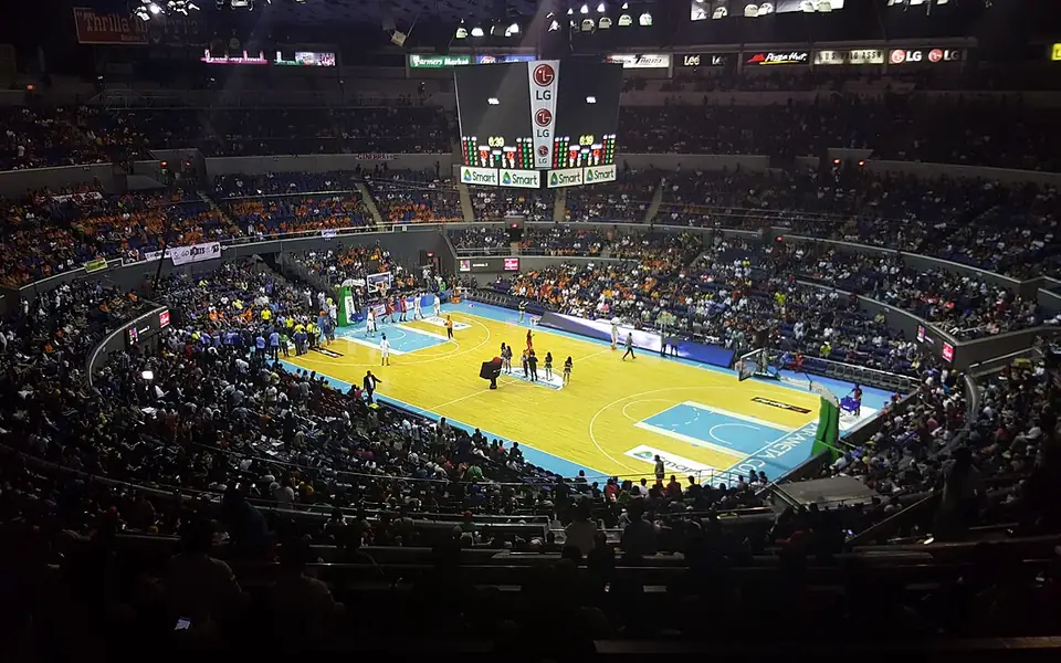 Packed basketball arena in Manila
